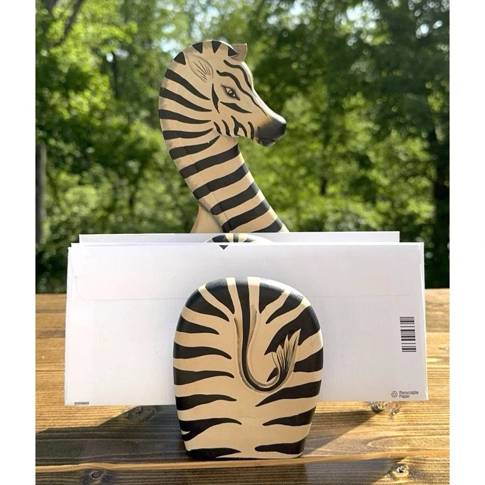 Zebra Wooden‎ Letter Holder Mail Organizer Safari Animal Desk Decor Nursery